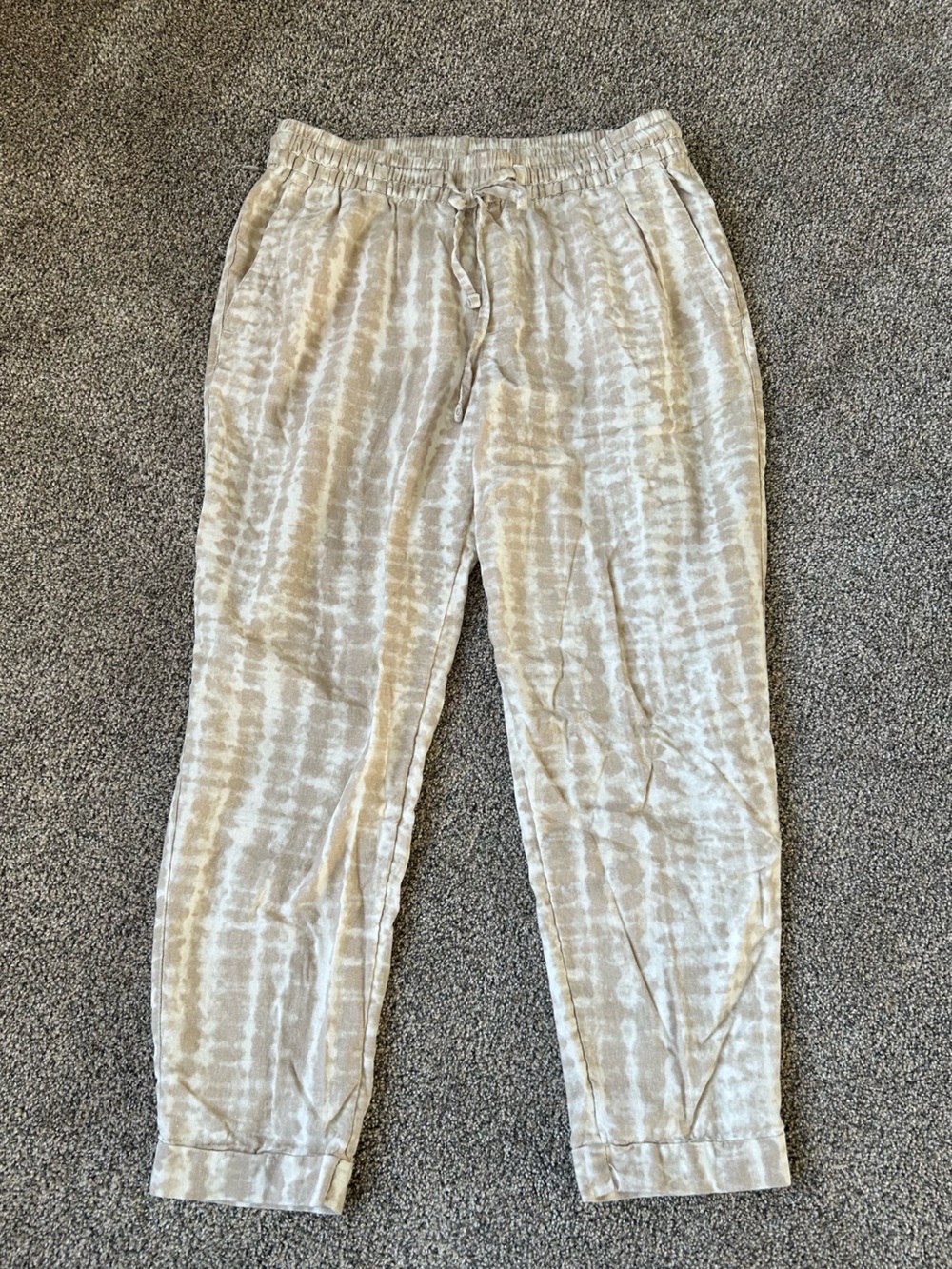 Old Navy Beige and White Tie-Dye Beach casual pants